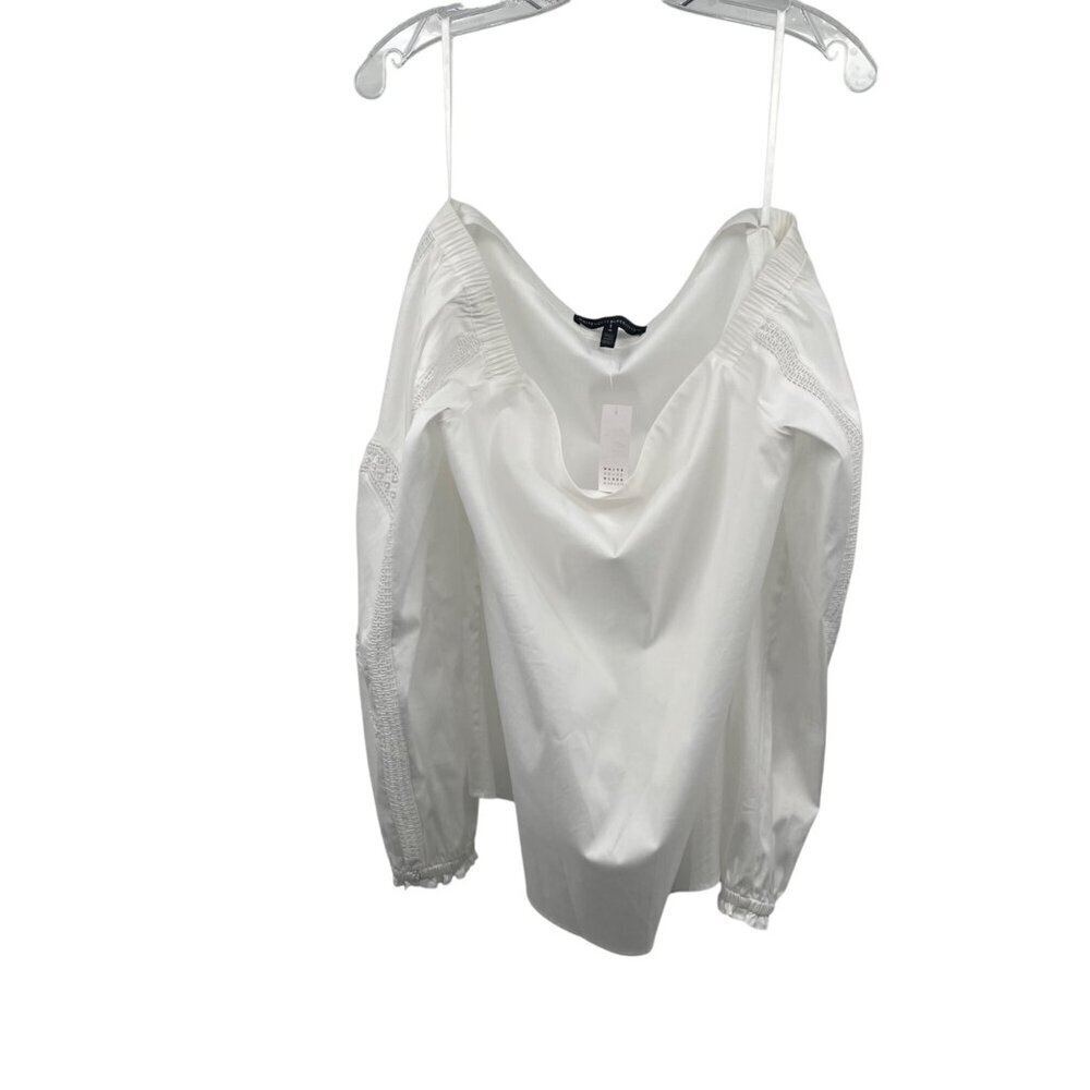 WHBM Womens Off Shoulder Blouse Long Sleeve White Size Medium
